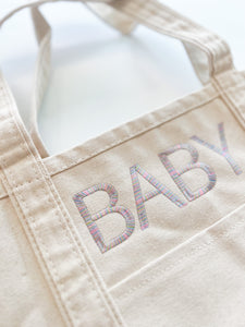 BABY Embroidered Large Boat Tote -  Natural