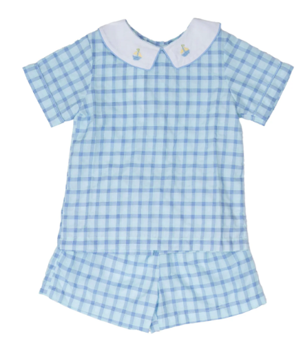 John Blue & Green Check Short Set