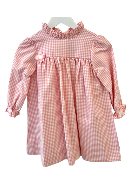 Pink Check Dress Flowers