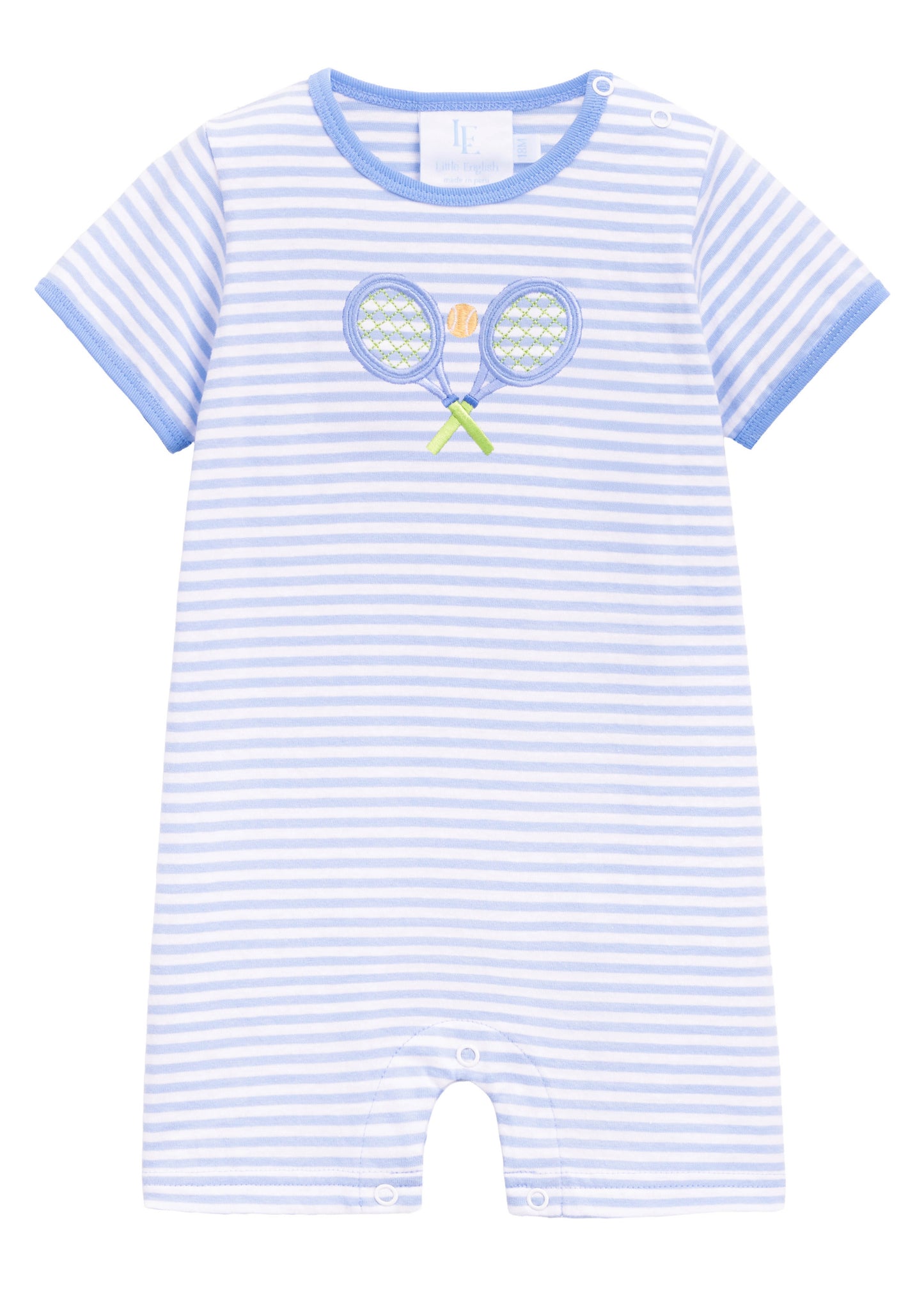 Applique Romper - Blue Tennis Racquets