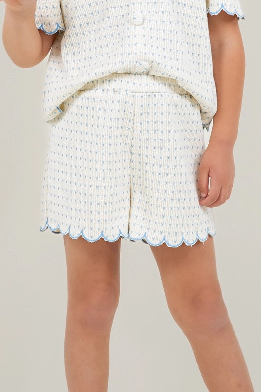 Embroidered Scallop Detailed Shorts 10011K
