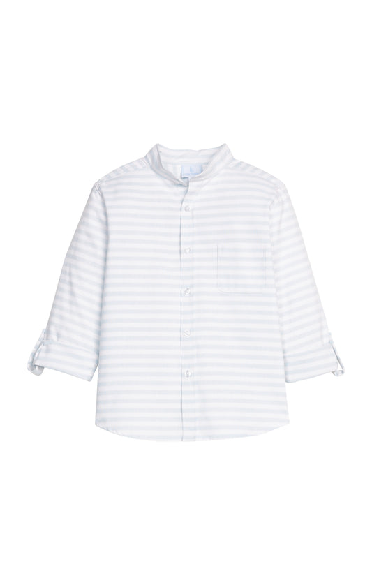 Mandarin Collar Roll Sleeve Shirt - Savannah Stripe