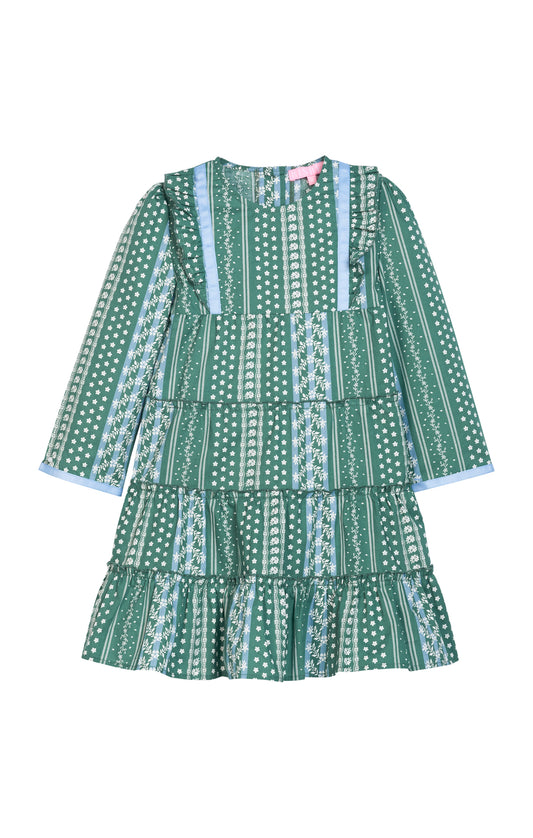 Tiered Porto Dress - Fairfield Forest Stripe