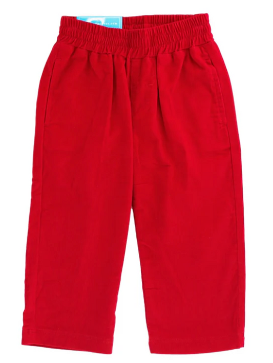 Charlie Pull On Pant - Red Corduroy