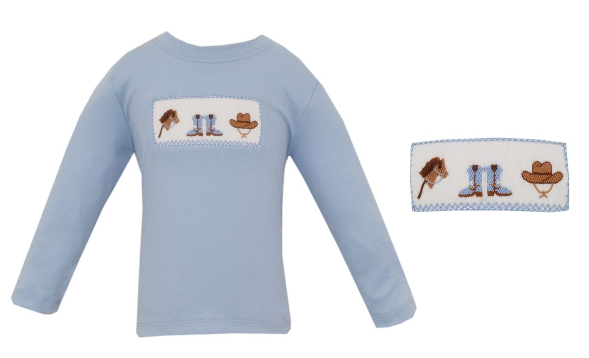 BOOTS, HATS & HORSES BOY'S - Lt.blue knit Boy's T-shirt L/S (503PL-VF26)