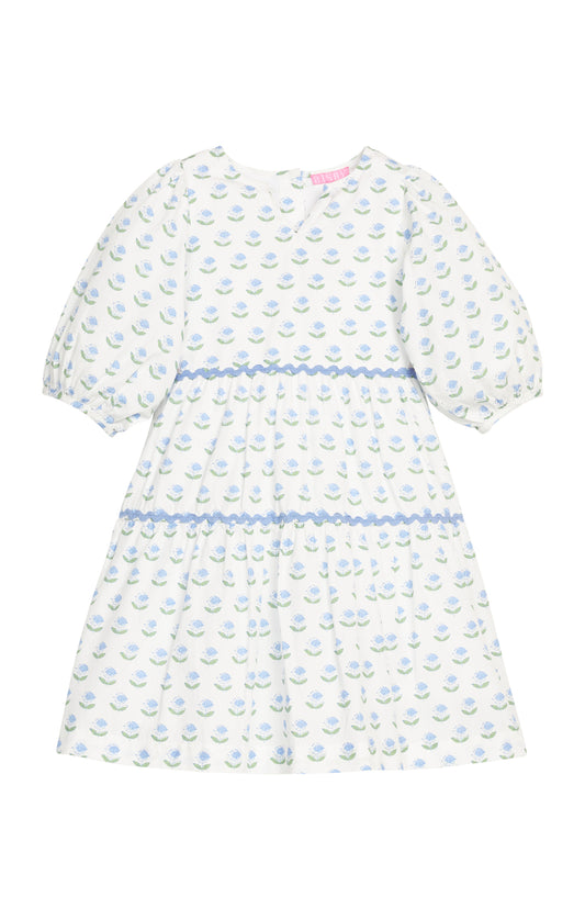 Madaket Dress - Blue Tulip Block Print - Tween