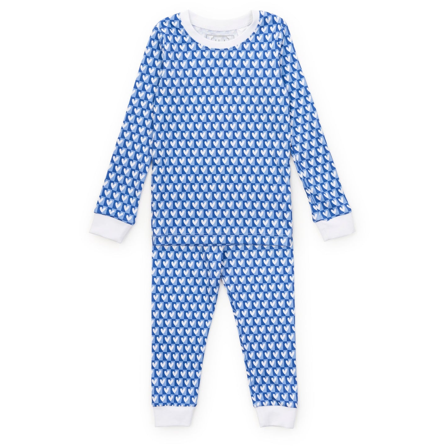 Grayson Pajama Pant Set - Checkered Hearts Blue