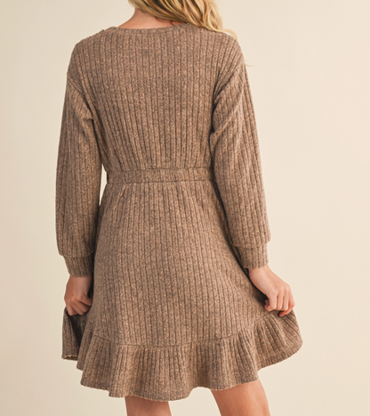 Hacci Long Sleeve Dress Brown - Tween