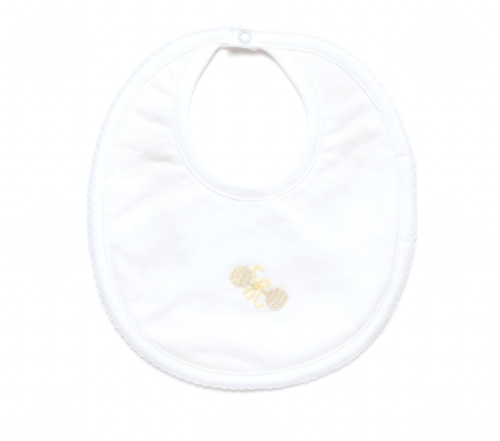 Ivory Heirloom Rattle Pima Baby Bib