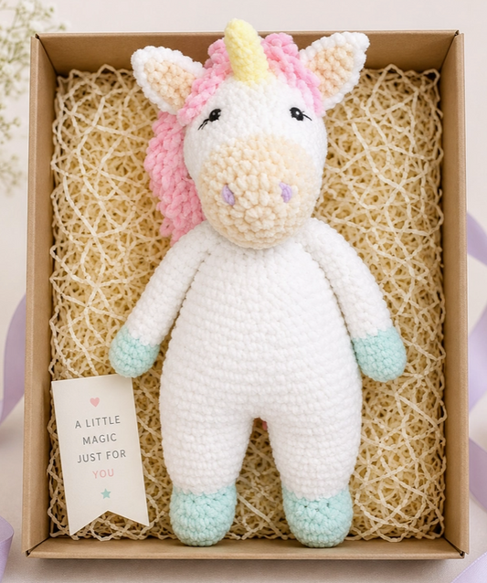 Taffy the Unicorn Crochet Doll 12"