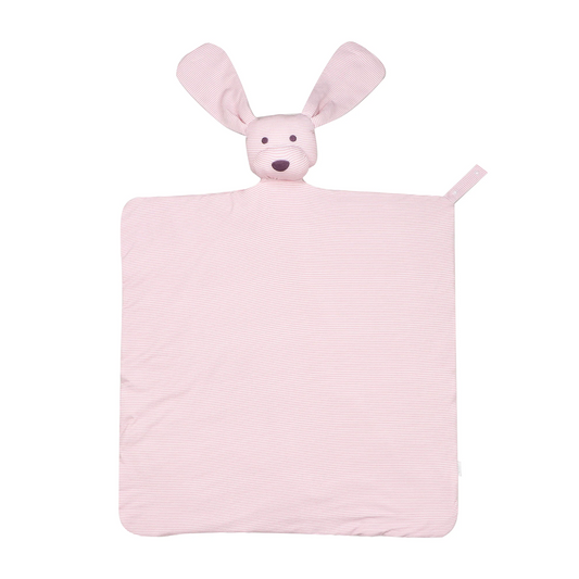 Pink Mini-Stripe Dog Lovey + Paci Clip Holder Pink