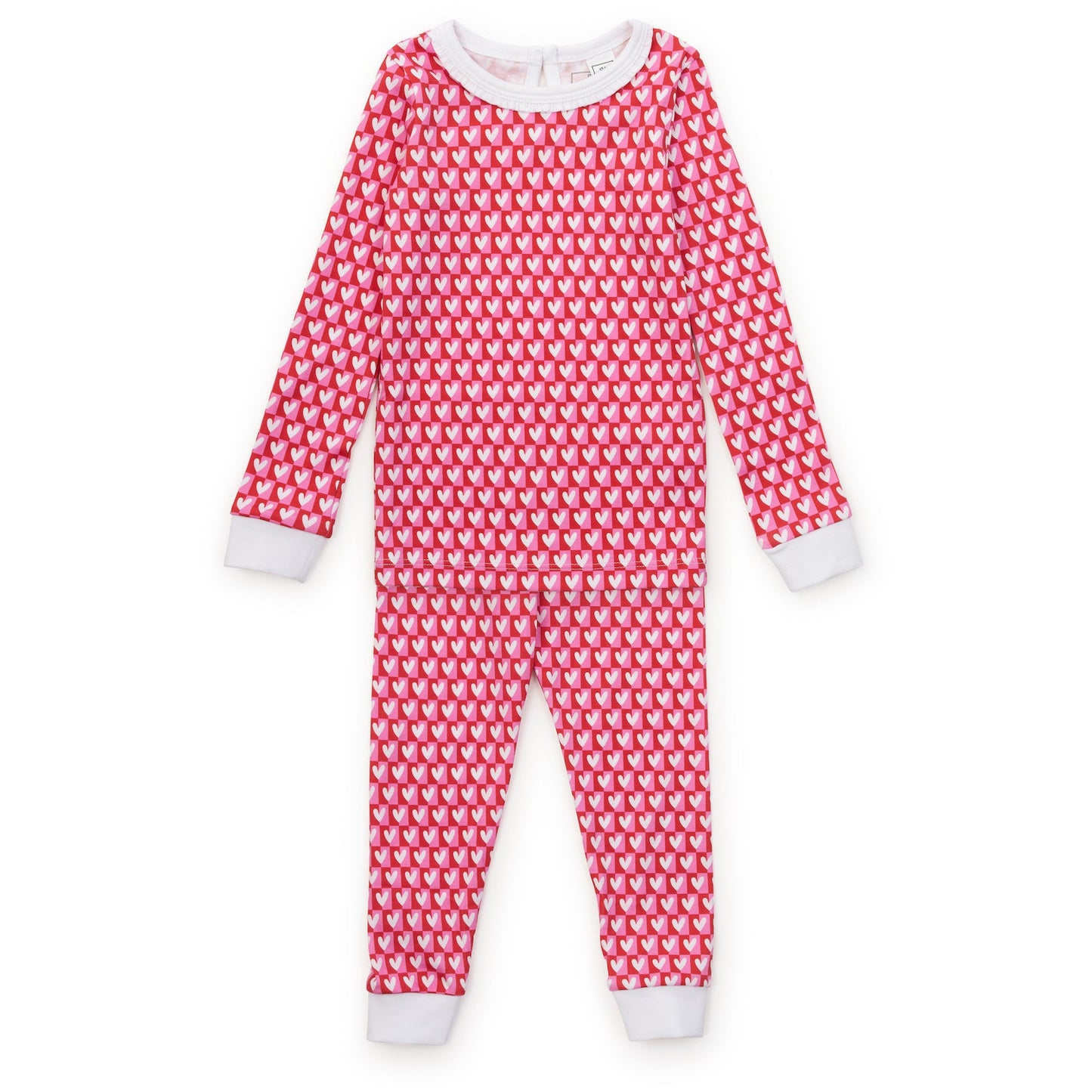 Ava Pajama Pant Set - Checkered Hearts Red
