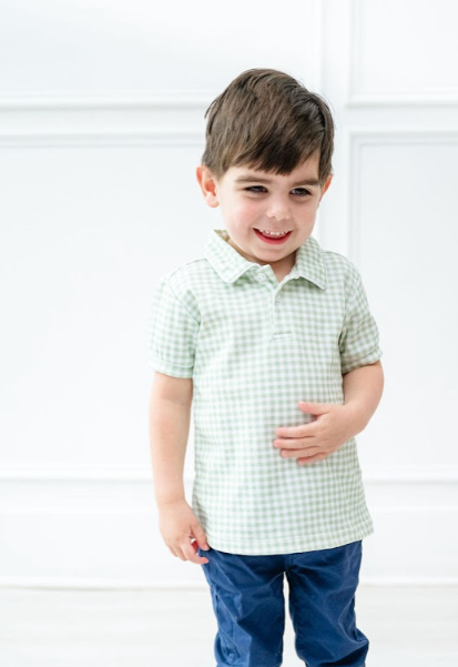 SHEP POLO GREEN GINGHAM