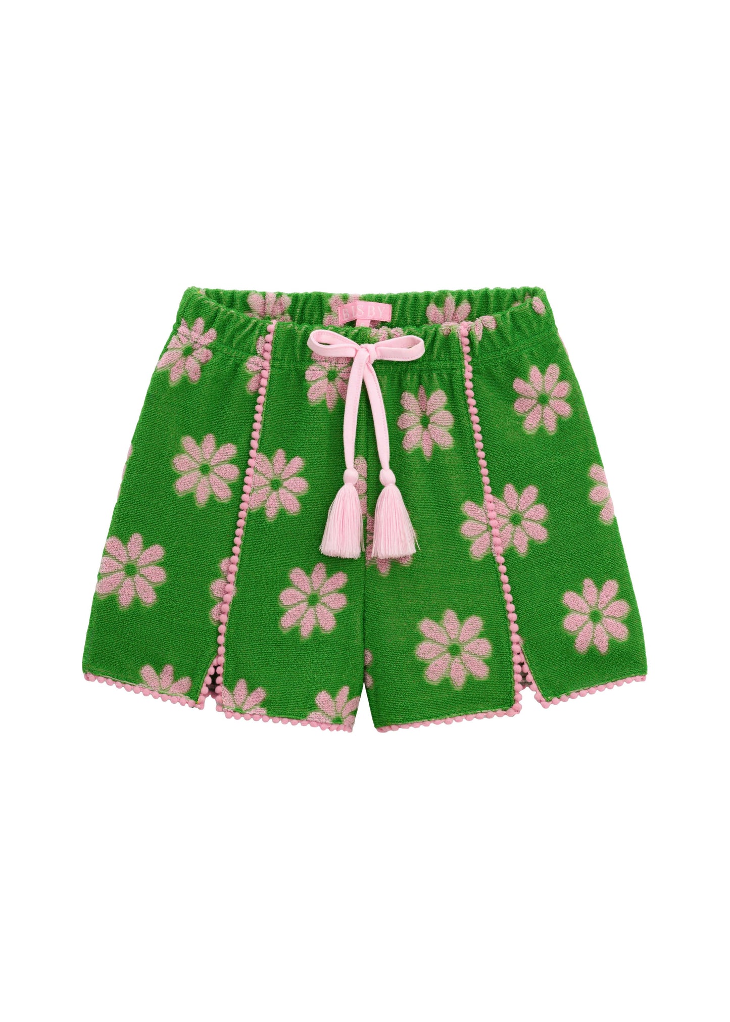 Pom Pom Terry Shorts - Green Floral Terry - Tween