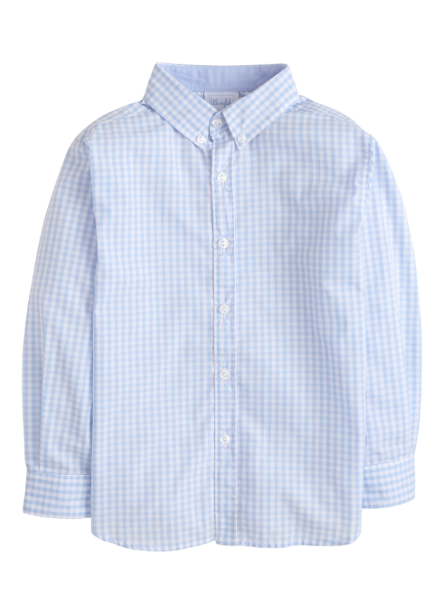 Button Down Shirt - Airy Blue Plaid