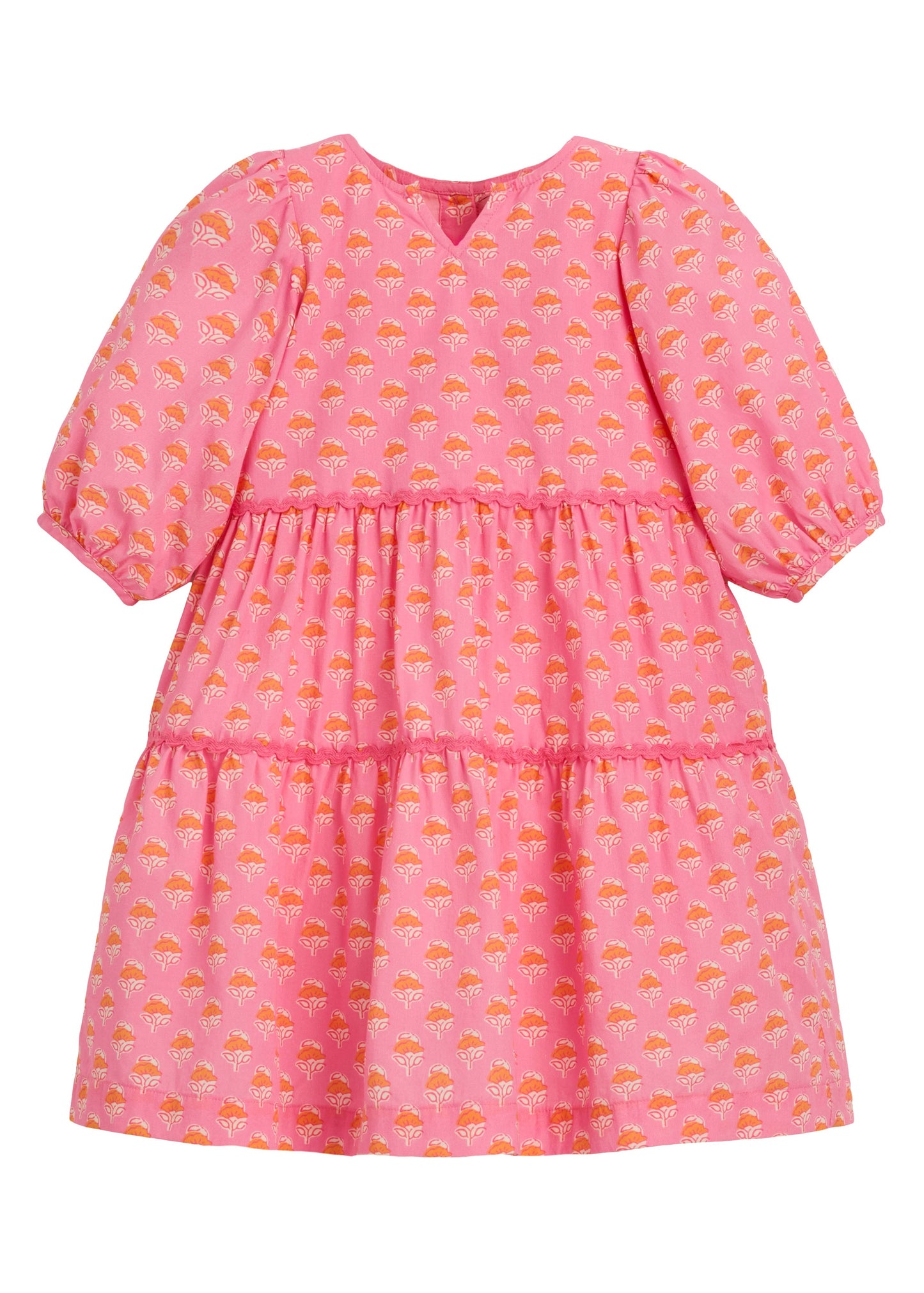 Madaket Dress - Pink & Orange Block Print