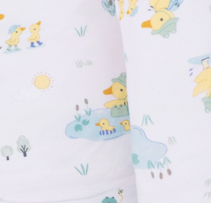 Frog and Duck Pond Swaddle Blanket