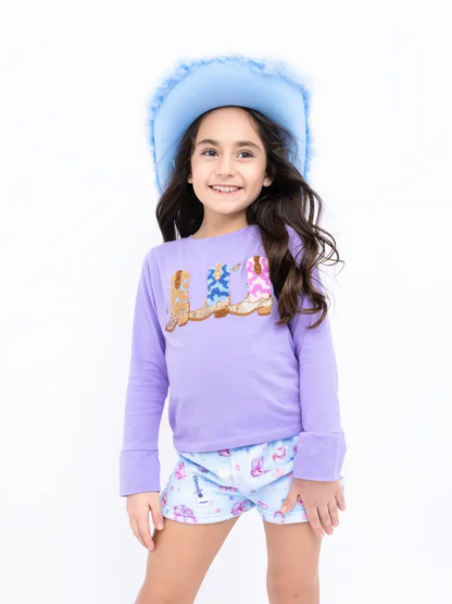 Girls Plush Lounge Short - Wild West - Tween