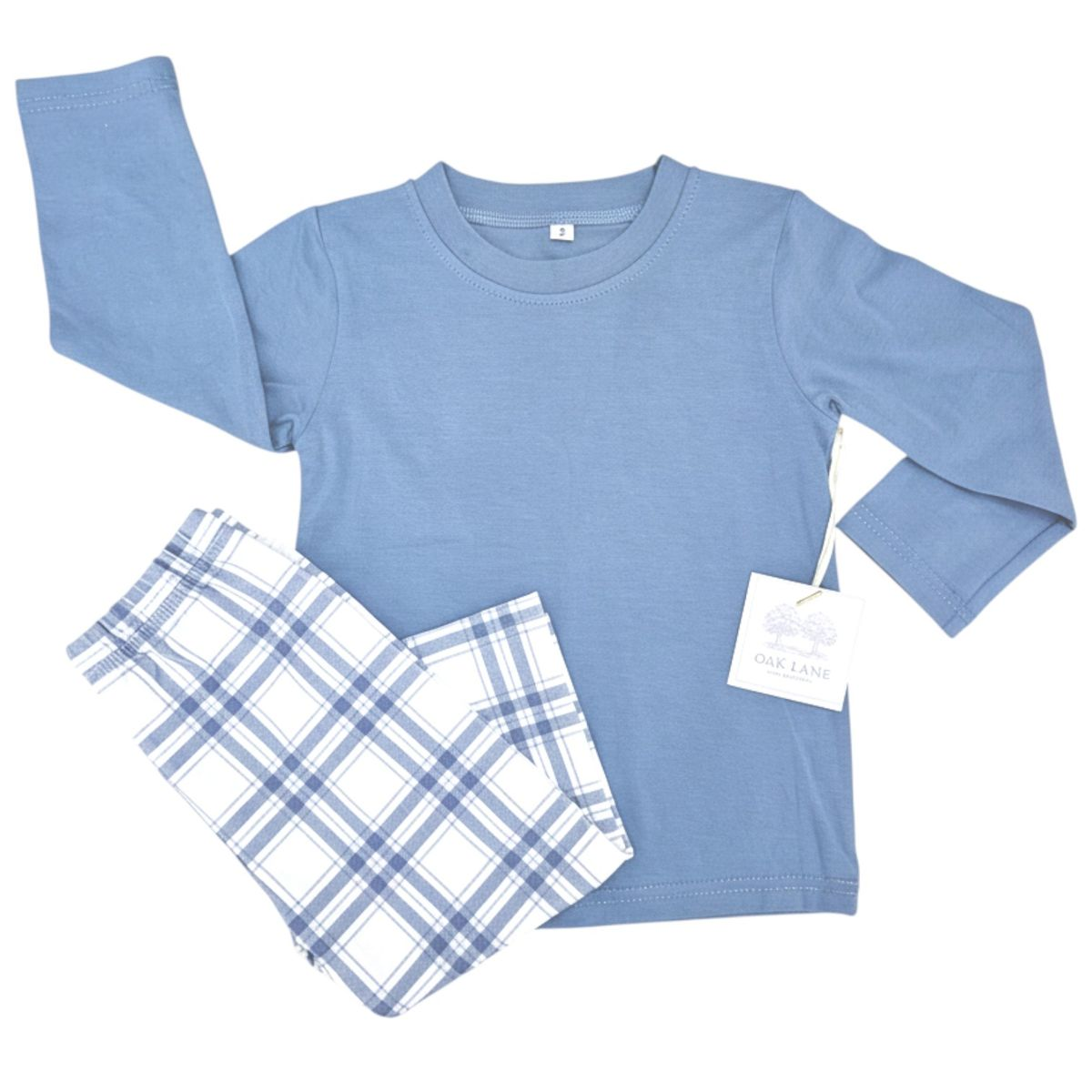 Long Sleeve Pant Set in Navy Plaid