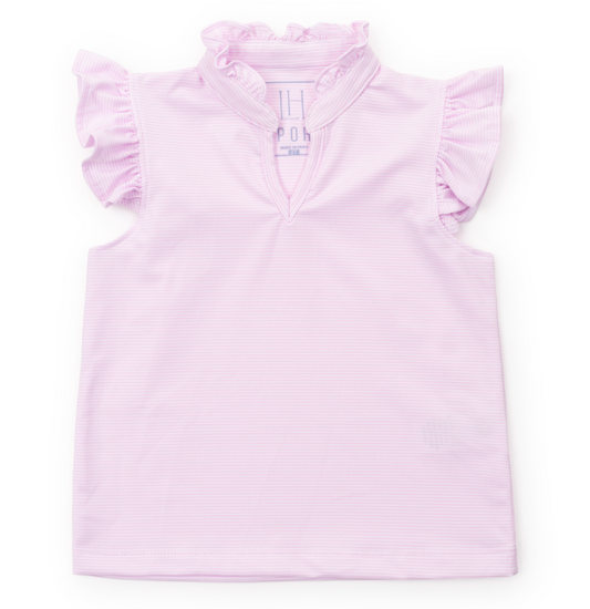 ELLIE PERFORMANCE TOP PINK STRIPE