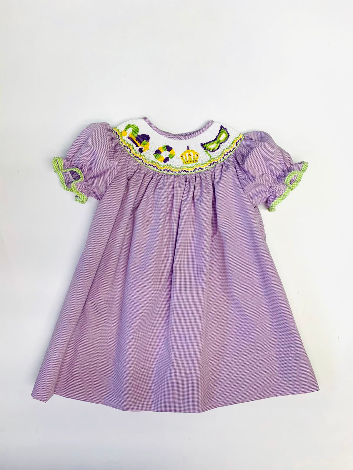 Mardi Gras Carnival Smocked Ruffle Dress