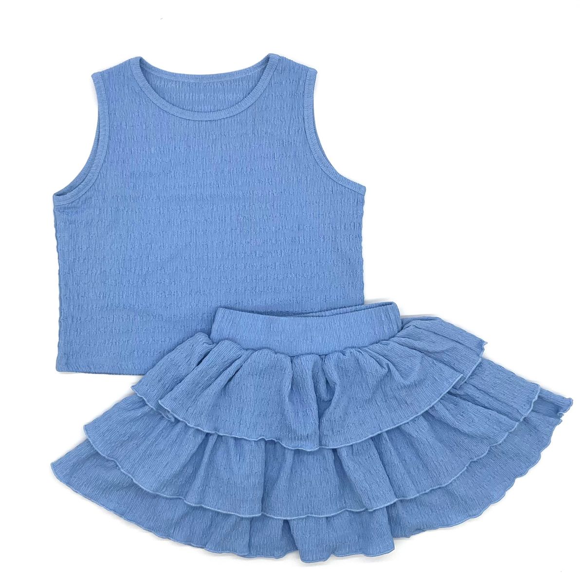 Crinkle Skort Set - Periwinkle - Tween
