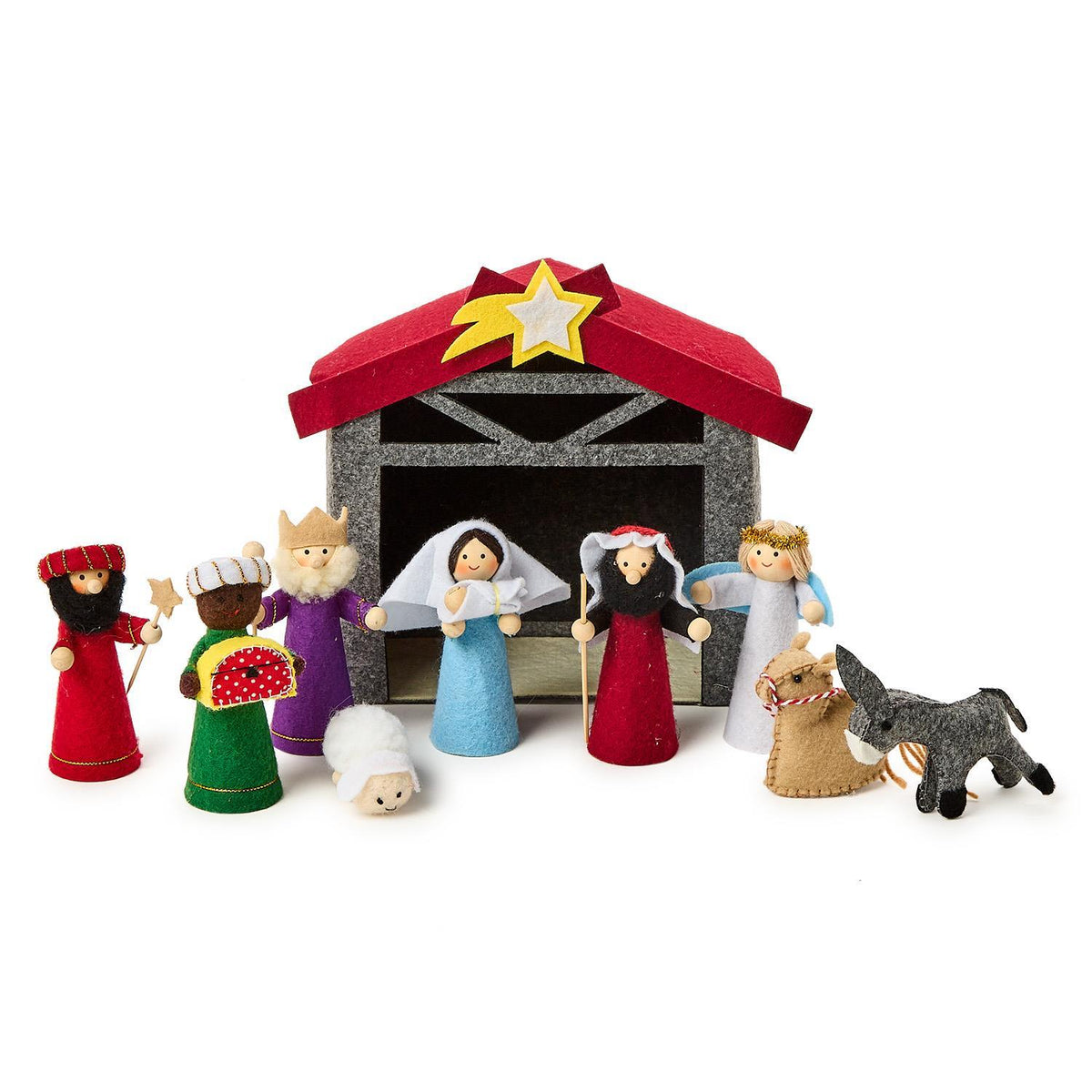 44915 10 Pc Handcrafted Felt Nativity Set in GB