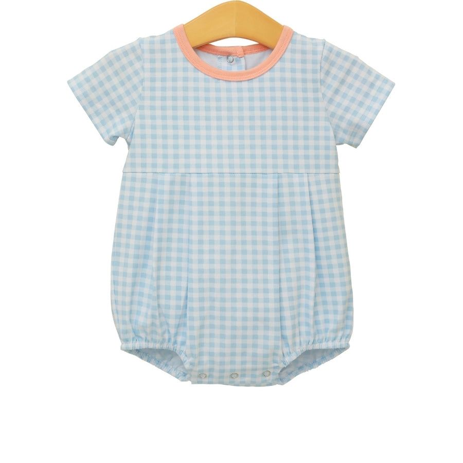 Bentley Bubble - Light Blue Gingham/Coral