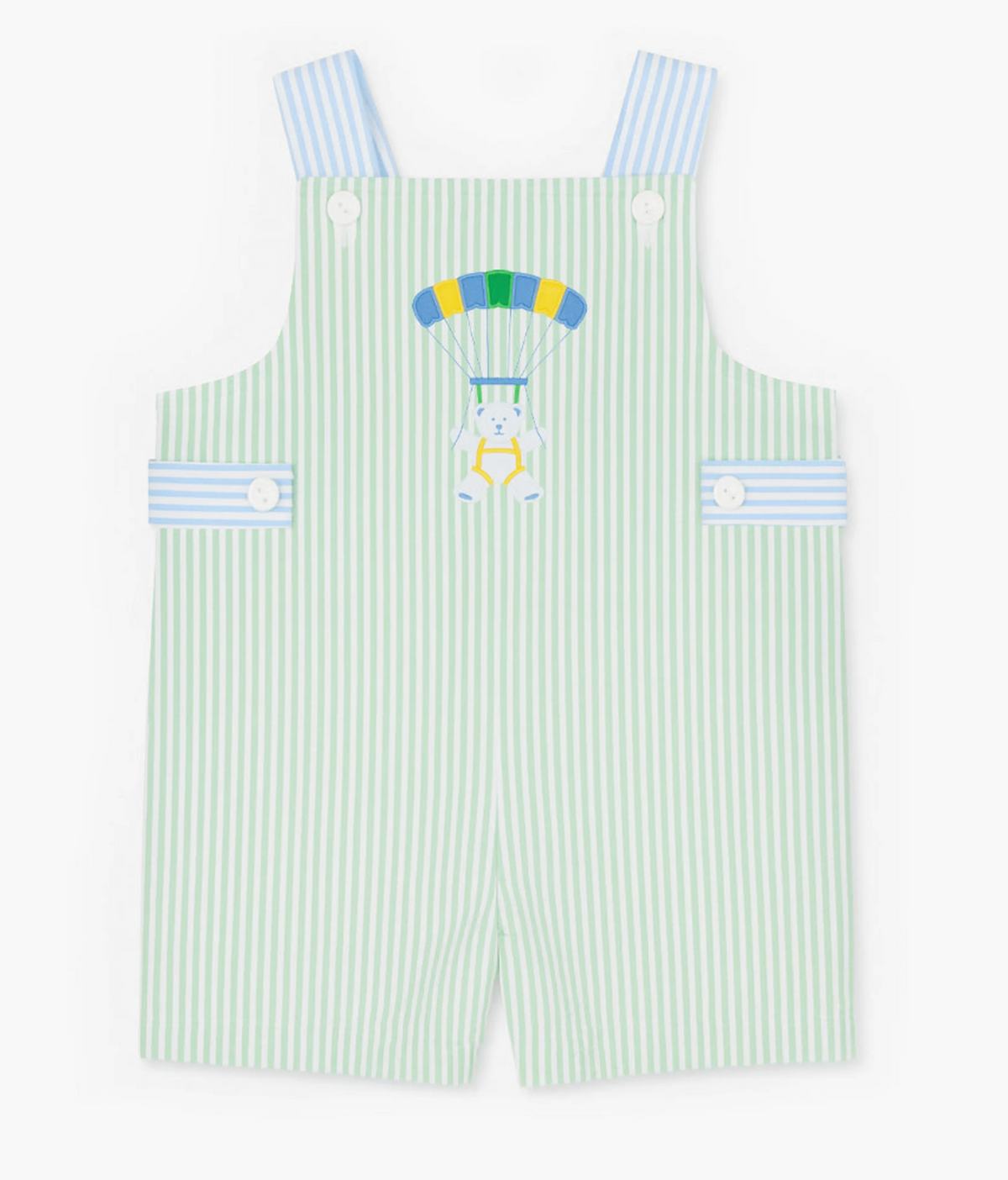 Seersucker Shortall With Parachute Bear C6333