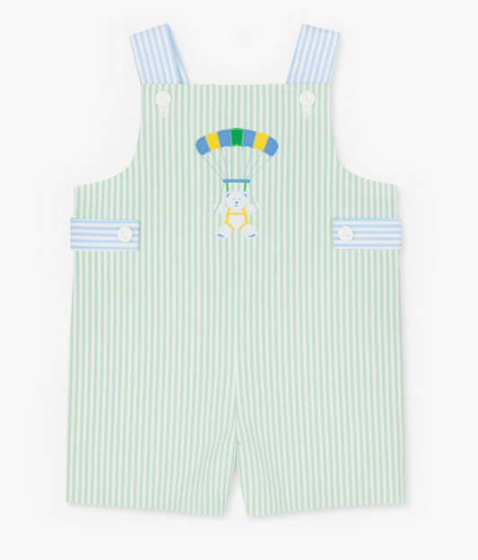 Seersucker Shortall With Parachute Bear C6333