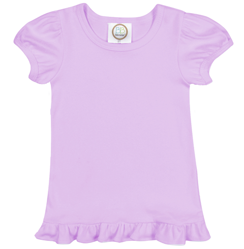 Girls Short Sleeve Ruffle Tee lavender