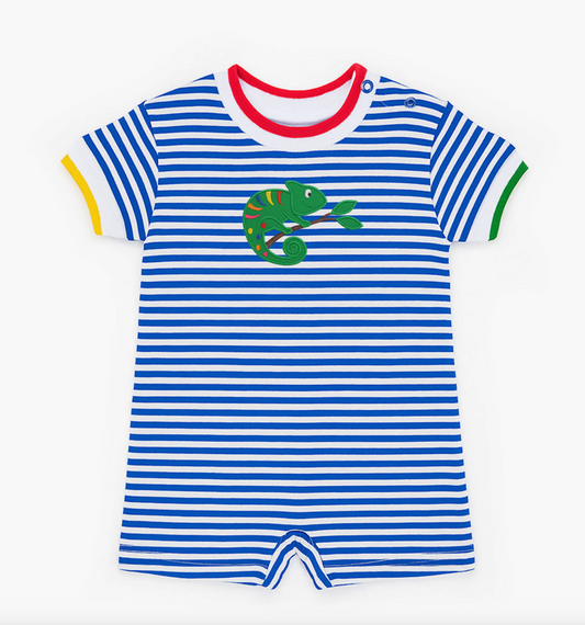 Stripe Knit Shortall With Lizard
