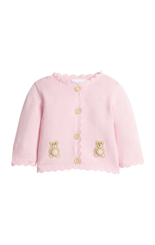 Crochet Cardigan - Pink Teddy Bear