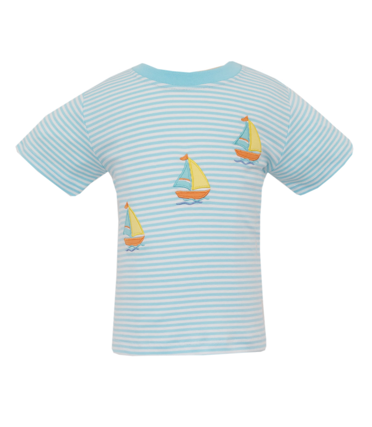 Sailboats Boy's Turq. Knit Stripe Boy's T-Shirt 5008P