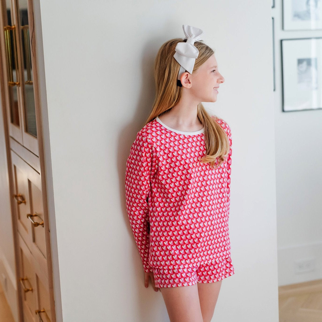 Sophie Short Set - Checkered Hearts Red - Tween