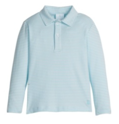 Long Sleeve Polo - Sky Stripe