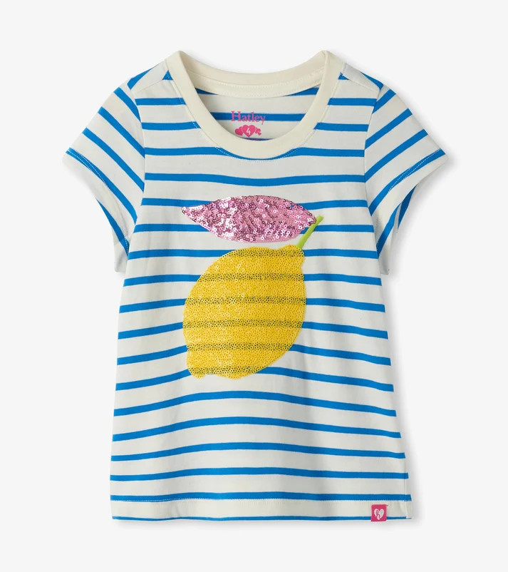 Shiny Lemon Striped Graphic Tee
