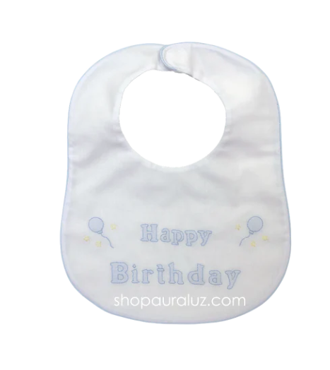 118 Large Birthday Bib - White with binding trim