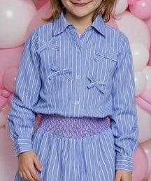 Oxford Blue Combo L/S Shirt -Tween