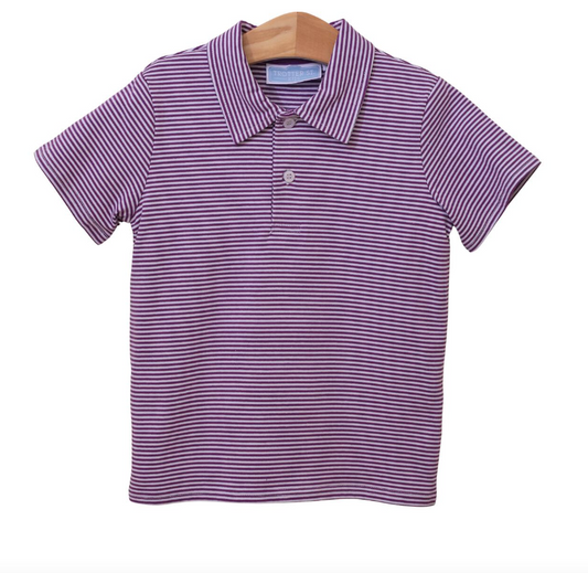 Henry Game Day Polo - Purple Stripe