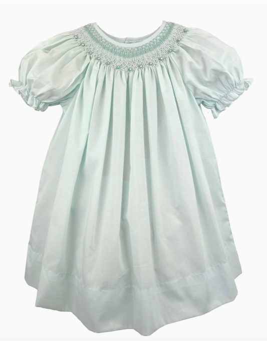Bishop Smocked Heirloom Dress - Mint