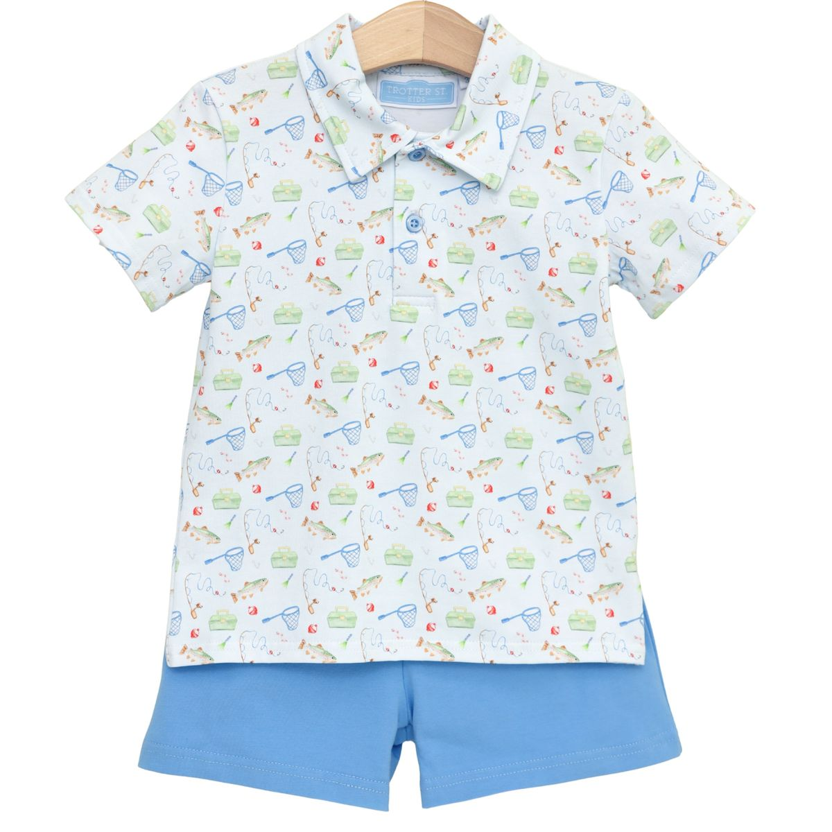 Fishing Print Polo Short Set