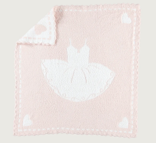 CozyChic Scalloped Receiving Blanket Pink White Tutu
