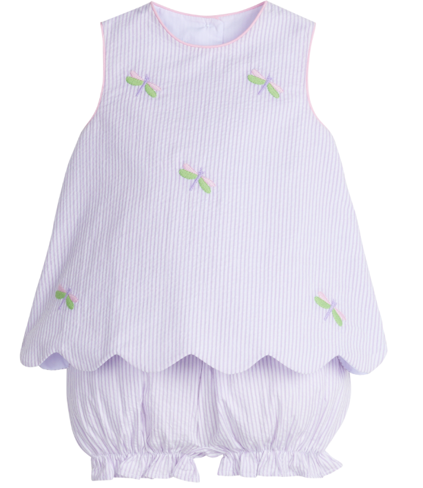 Dragonfly Embroidered Bow Back Bloomer Set