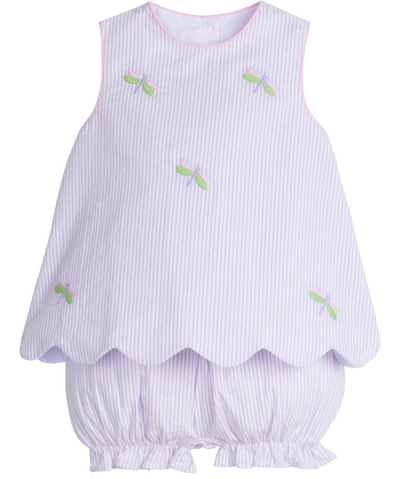 Dragonfly Embroidered Bow Back Bloomer Set