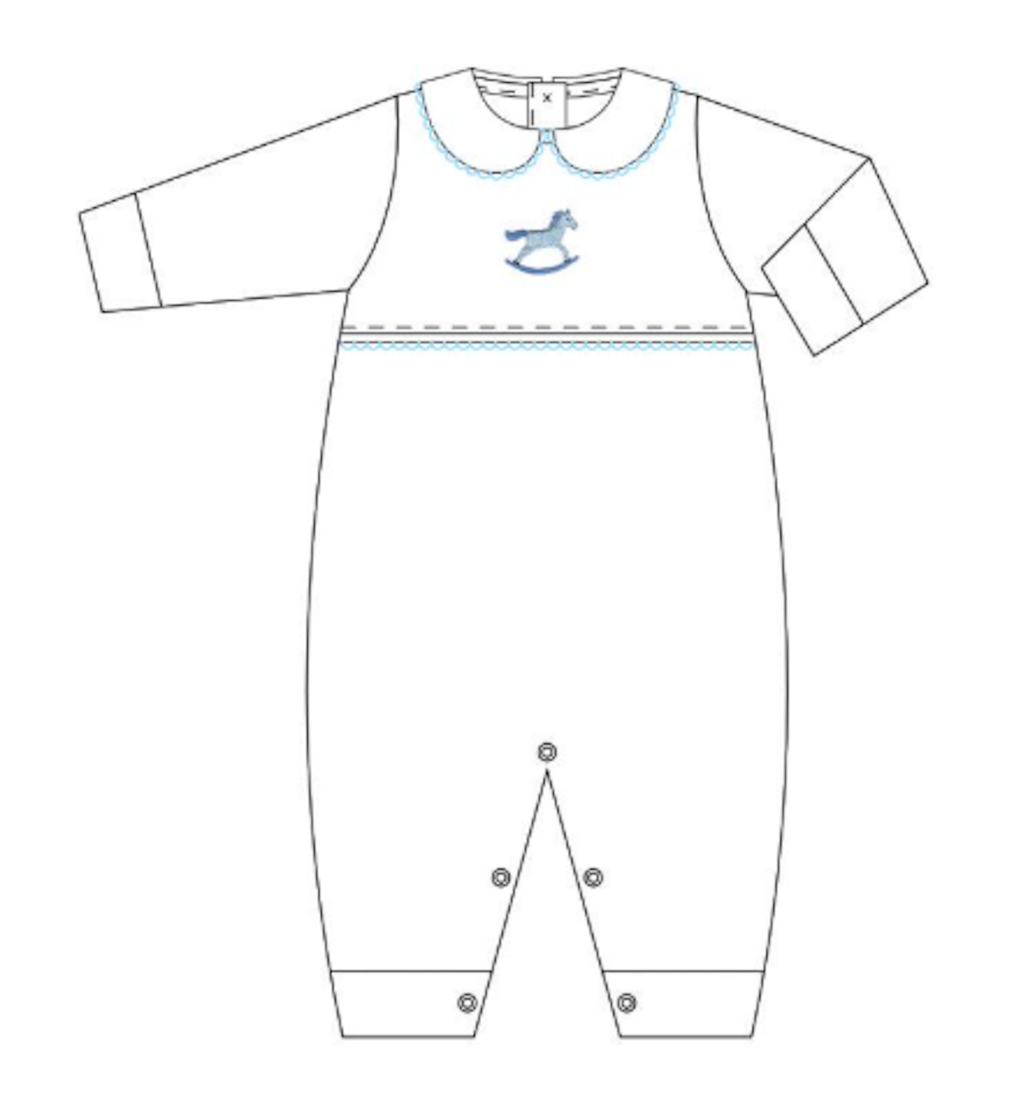 Crochet Playsuit - Blue Rocking Horse