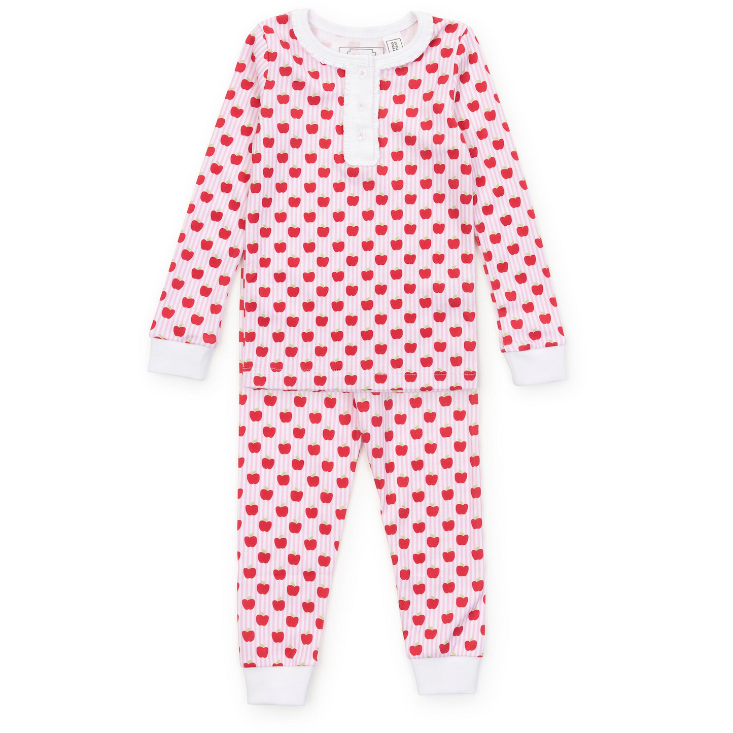 Alden Girls' Pima Cotton Pajama Pant Set - Schoolhouse Apples Pink