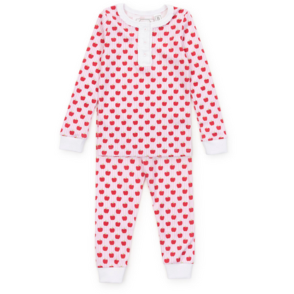 Alden Girls' Pima Cotton Pajama Pant Set - Schoolhouse Apples Pink