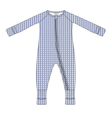 Sleep Romper Blue Gingham