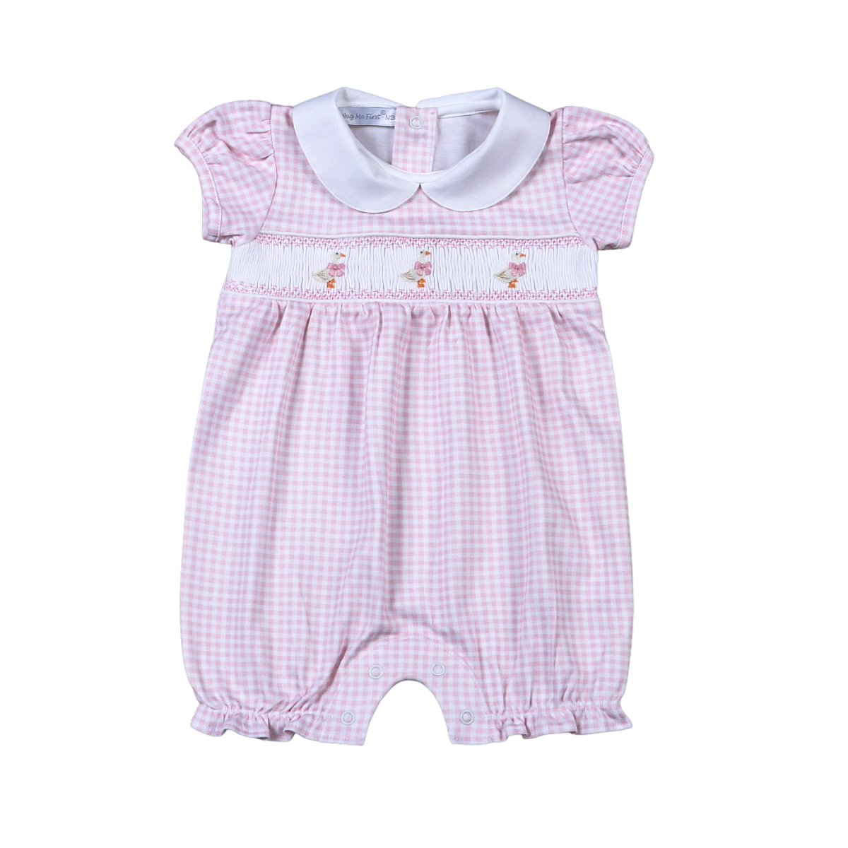 Pink Hand Smocked Baby Goose Bubble